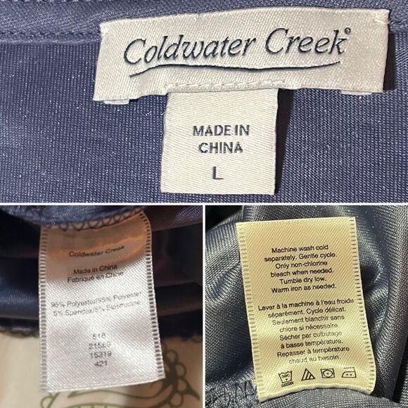 Coldwater Creek Navy Blue Floral Embossed Velvet Dress Shift L - Picture 8 of 8